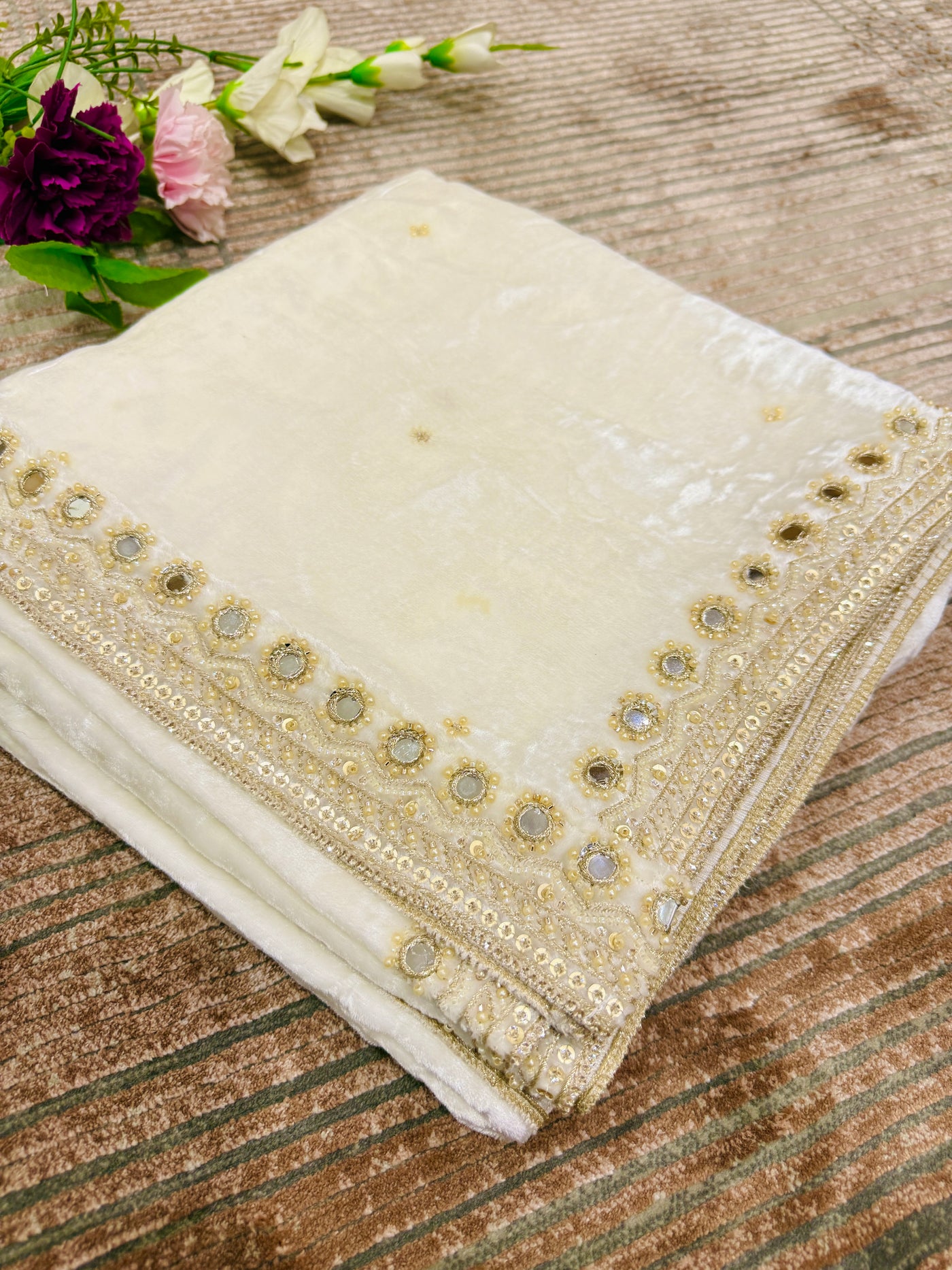 Nehchal Pure Velvet Handwork Dupatta Dyeable 2.50 meter length