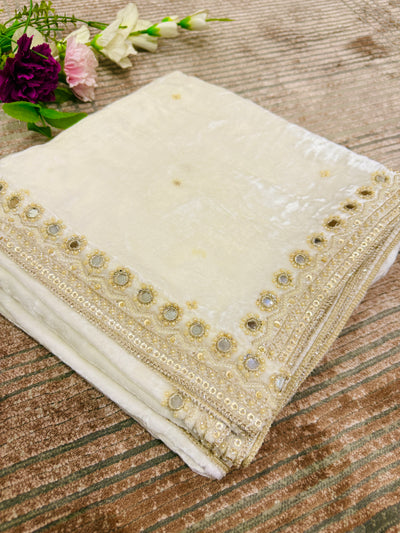 Nehchal Pure Velvet Handwork Dupatta Dyeable 2.50 meter length