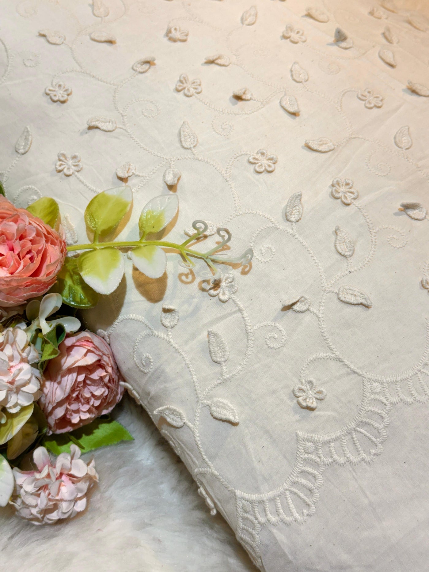 Imported Pure Cotten Chikan Lacework 48 inch width
