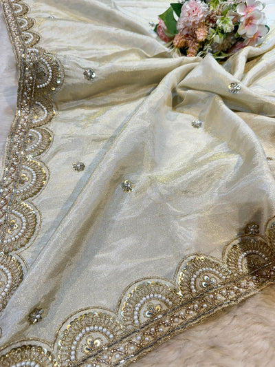 Mehz Zari Tissue Handwork Dyeable Dupatta