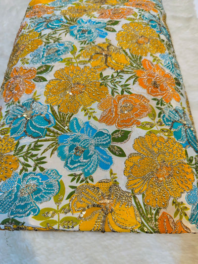 Arfia Pure Viscose Floral Embroidery 44 Inch Width