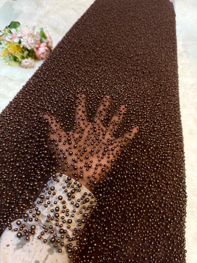 Imported Handwork Net Embroidery With Scattered Pearls Work 54 inch width