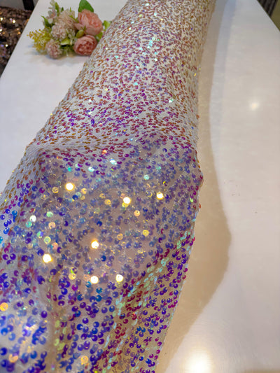Imported Net Lycra With Unicorn Sequins Embroidery 54 inch width stretchable
