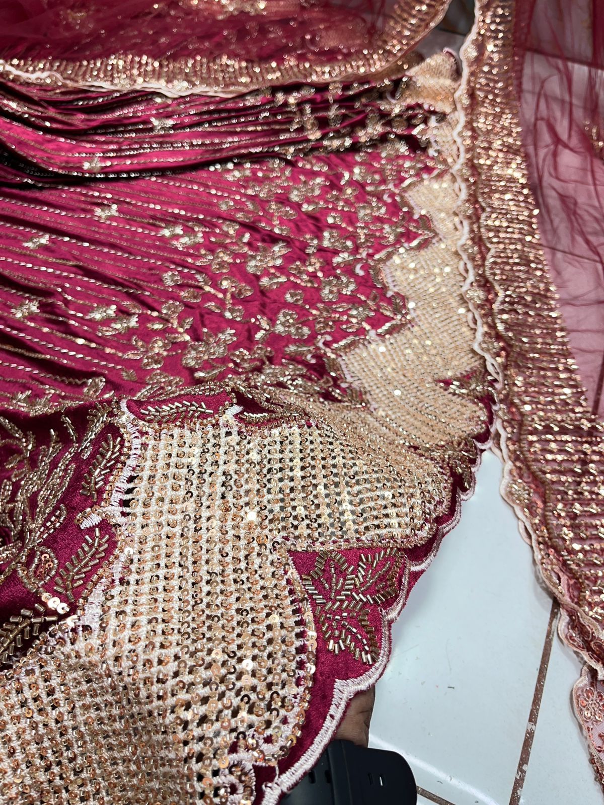 (Mix and Match ) Pure Velvet Handwork Embroidery 54 inch width / Net Dupatta With Two side Borders  37 inch width