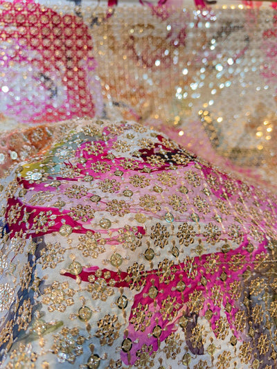 Satin Georgette Floral With Embroidery 44 inch width