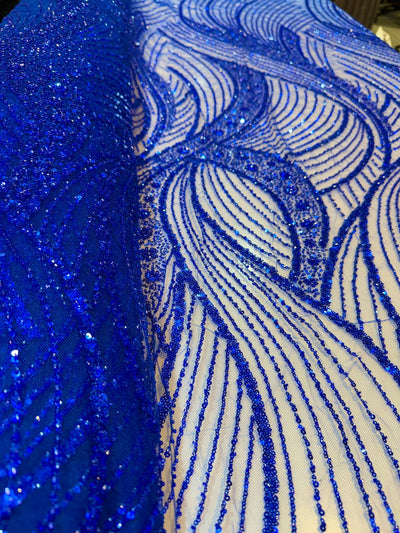 Royal Blue Net Imported Handwork Net Embroidery Fabric 54 inch width