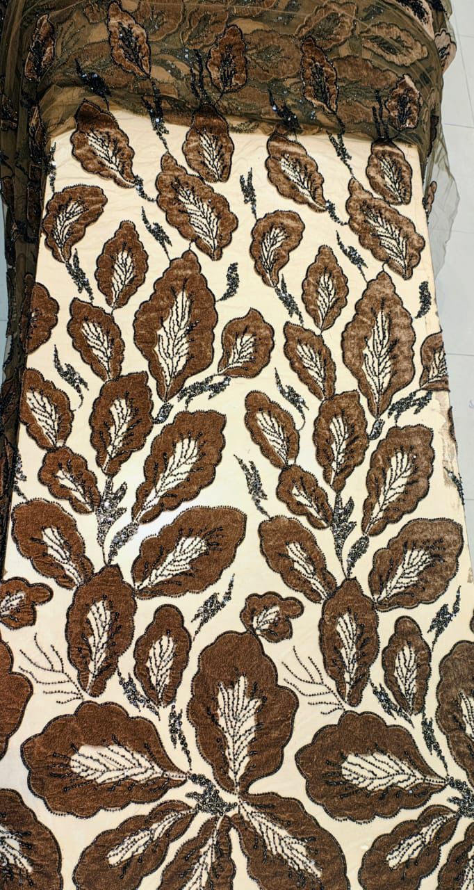 Imported Net Handwork with Velvet Applique Work 54 inch width