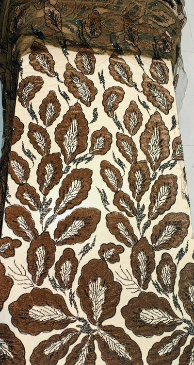 Imported Net Handwork with Velvet Applique Work 54 inch width