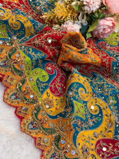 Pure Chinon Leher Handwork  Dupatta With real mirror work 2.50 meter length