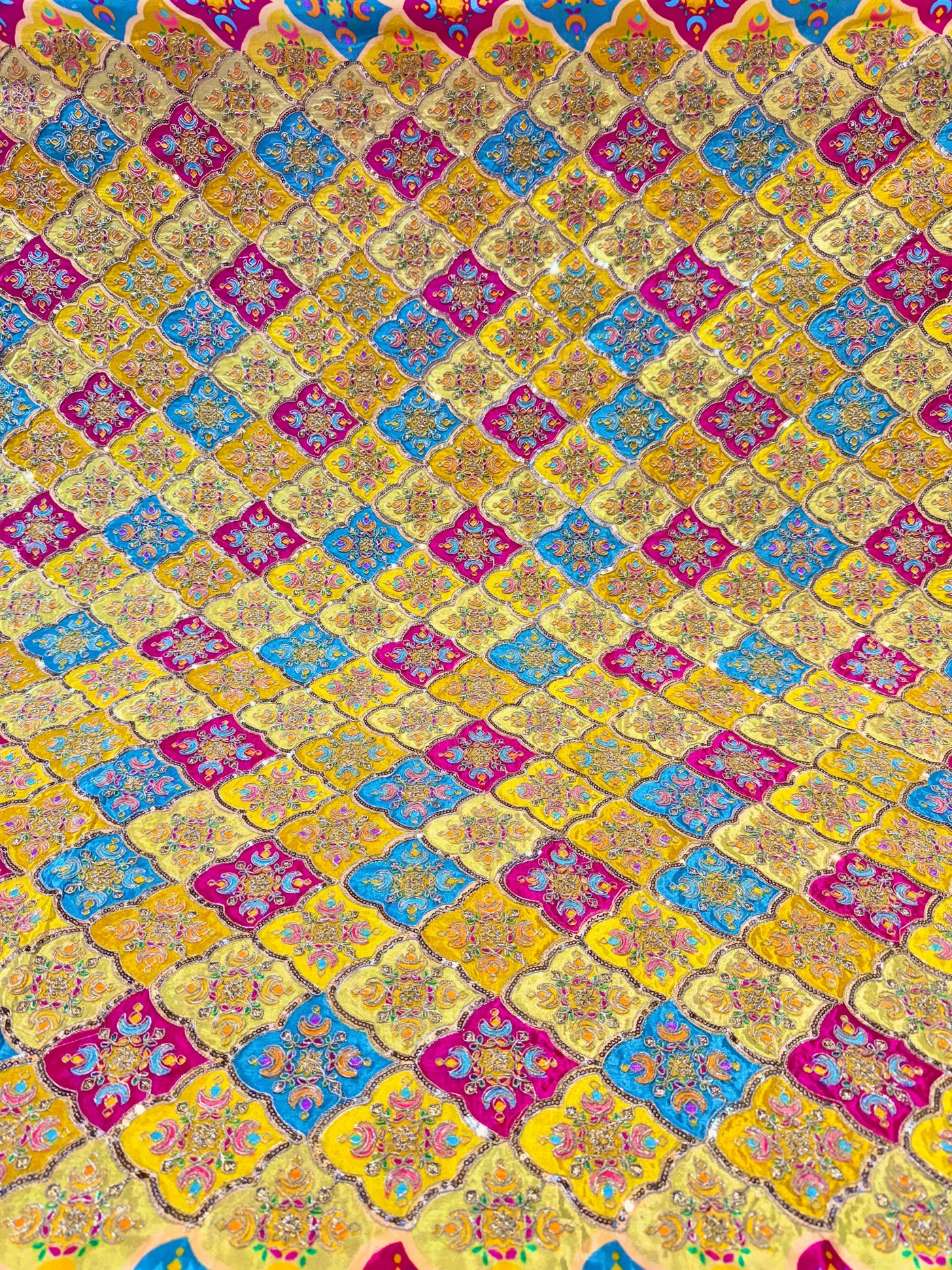 Pure Crape Embroidery with Zari and Sequins Work 44 Inch Width