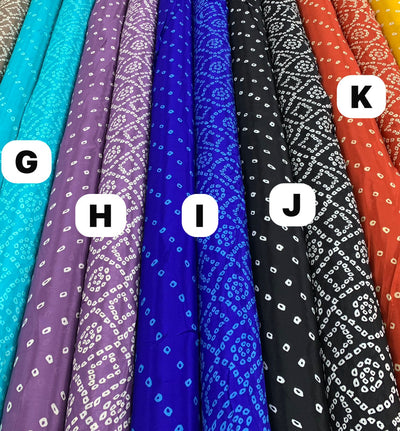 Pure Bamberg Crape Bandhej Suit sets (Shirt Bottom Sets 2.50 meter each )