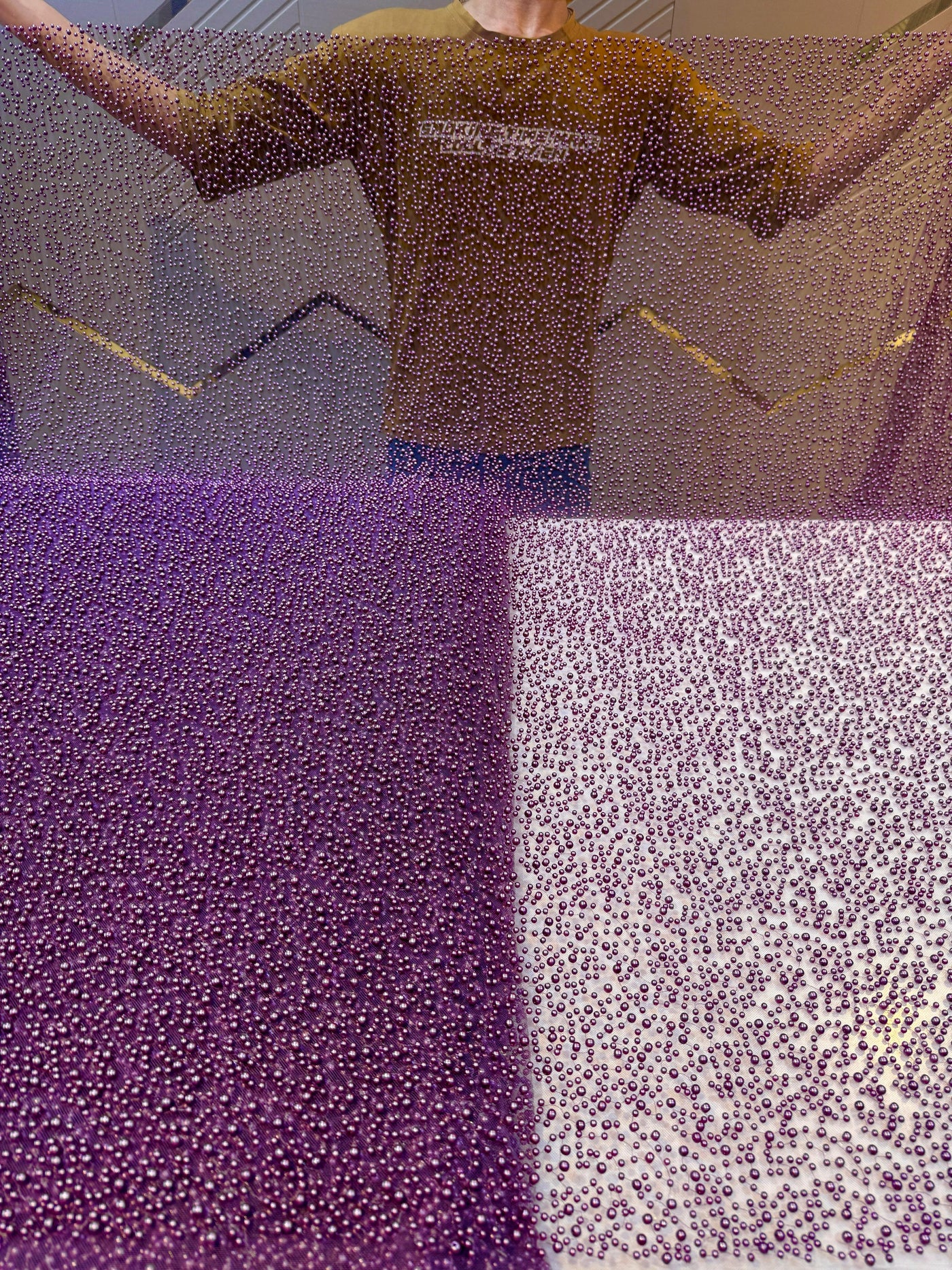 Imported Handwork Net Embroidery With Scattered Pearls Work 54 inch width