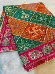 Palak Pure Chinon Bandhej Ethnic Dupatta  2.50 meter length 36 Inch width