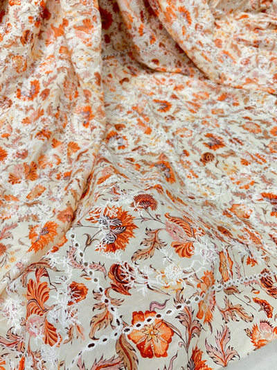 Pure Cotten floral Hakoba Embroidery 50 Inch width