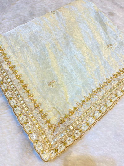 Mehz Zari Tissue Handwork Dyeable Dupatta (2.40 meter length)