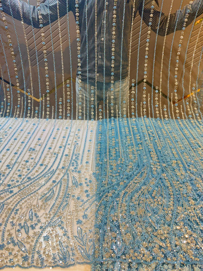 Zizi Imported Net Handwork Embroidery Cutdana and Sequins work 54 Inch width