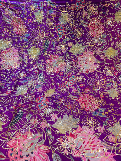 Ifra Satin Georgette Floral with Sequins Embroidery 44 inch width