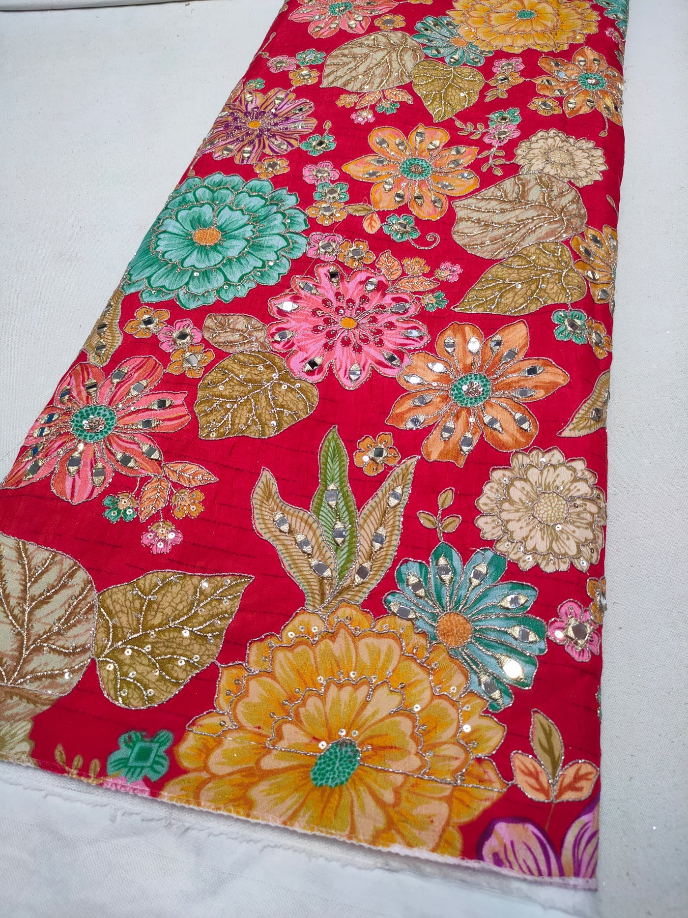 Boho Big Width Silk Floral Embroidery Handwork 48 inch width