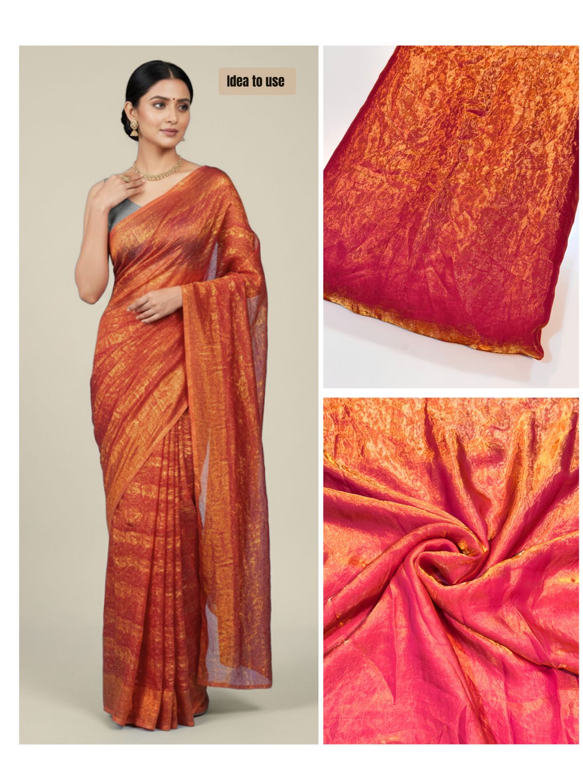 Supersoft Two Tone Satin Organza Fabric 44 inch width (Shade BF-2780)
