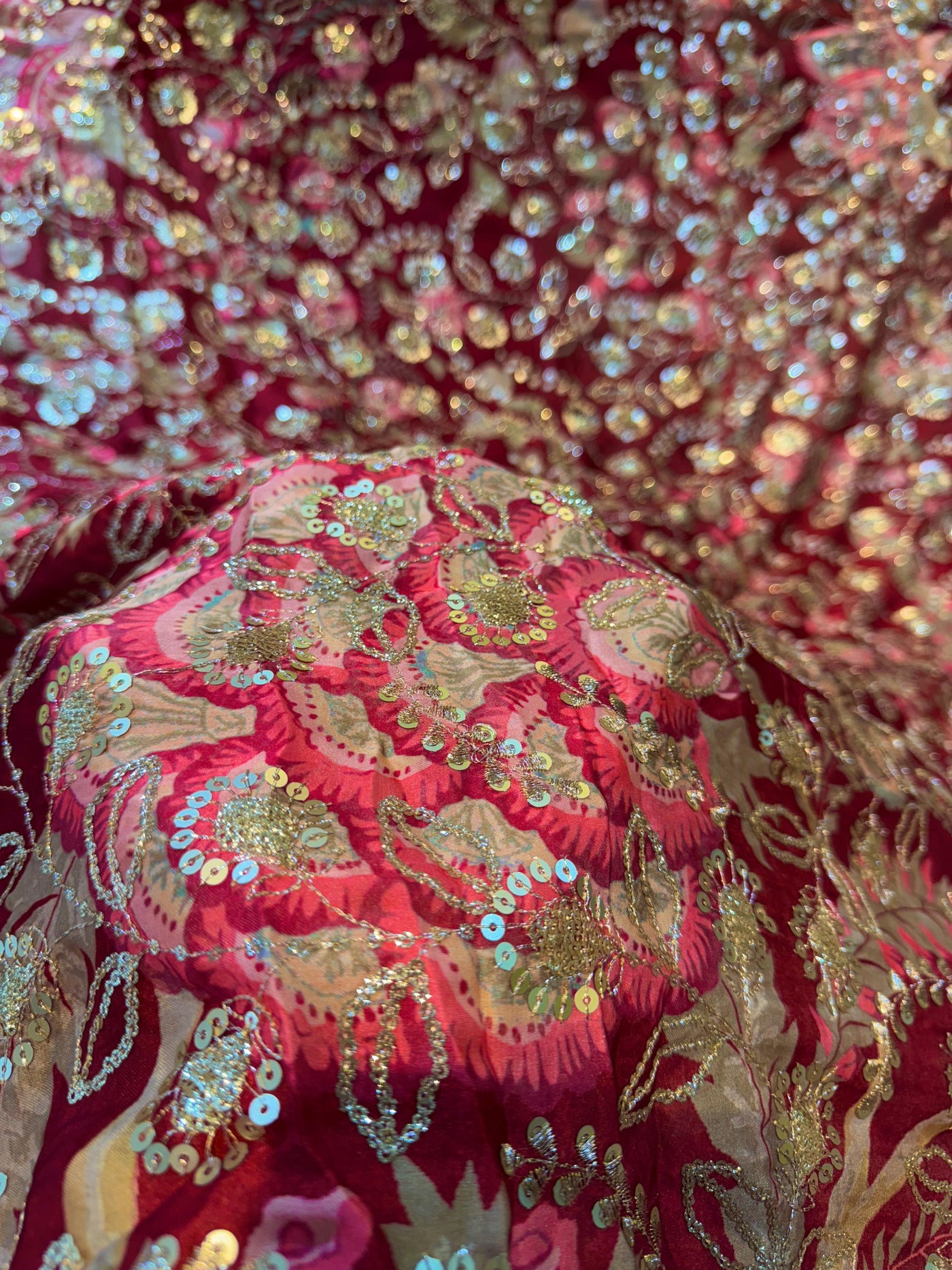 Ifra Satin Georgette Floral with Sequins Embroidery 44 inch width