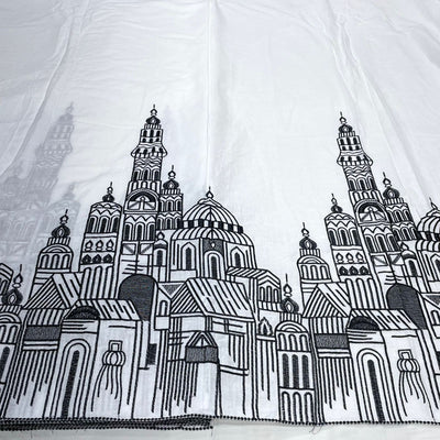 Castle Pure Cotten Designer Embroidery 48 Inch width With thread work