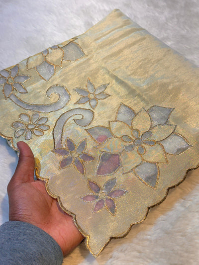 Pure Zari Tissue Mehz Cutwork Dupatta with scalloped dupatta 2.40 meter length