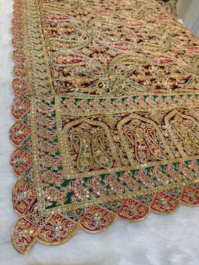 Dull Maroon Pure Georgette Lahori Dupatta 2.50 meter length 37 inch width