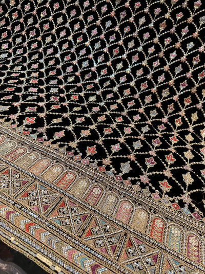 Velvet Handwork Big width Embroidery 48 inch Daman style