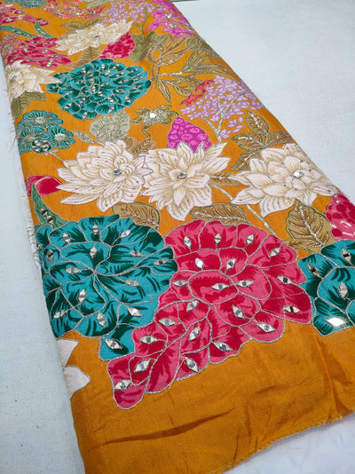 Boho Big Width Silk Floral Embroidery Handwork 48 inch width