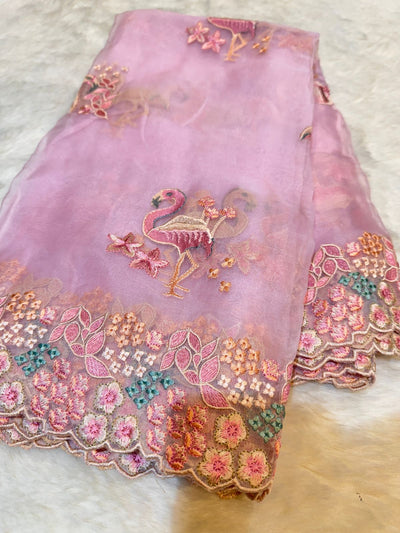 Pink Pure Silk Organza Swan Dupatta’s 2.50 meter Length 36inch width
