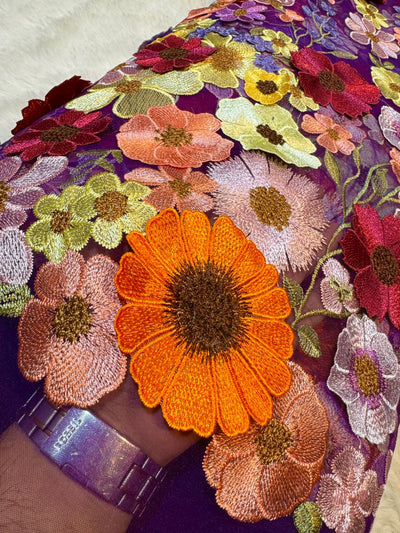 Purple Dream Net Appliqué imported Net Embroidery 56 Inch Width