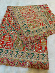 Red Pure Georgette Lahori Dupatta 2.50 meter length 37 inch width
