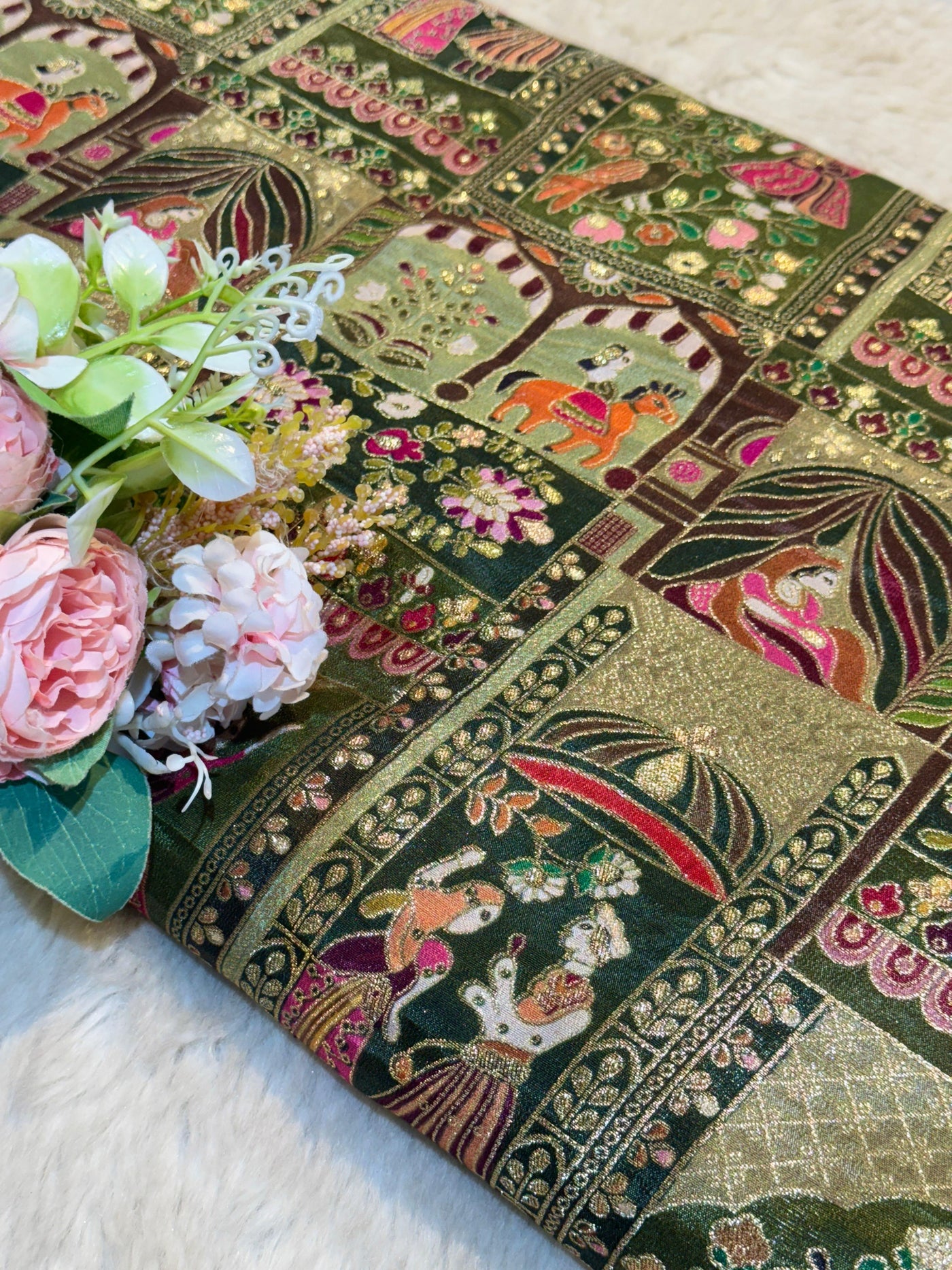Raja Rani pure Dola silk Jacquard 44 Inch Width