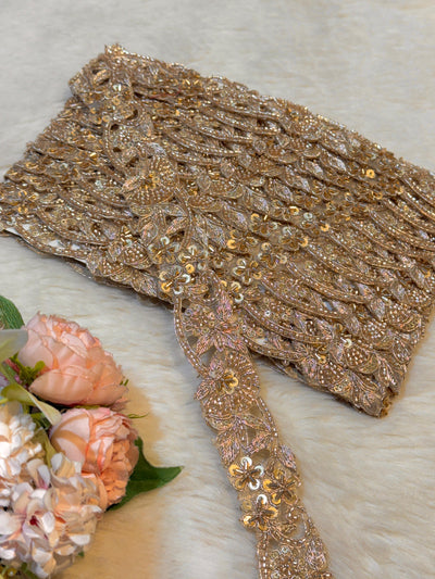 (Wholesale pack of 9 meter ) Lace Border With Cutdana and Sequins