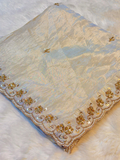 Mehz Zari Tissue Handwork Dyeable Dupatta (2.40 meter length)