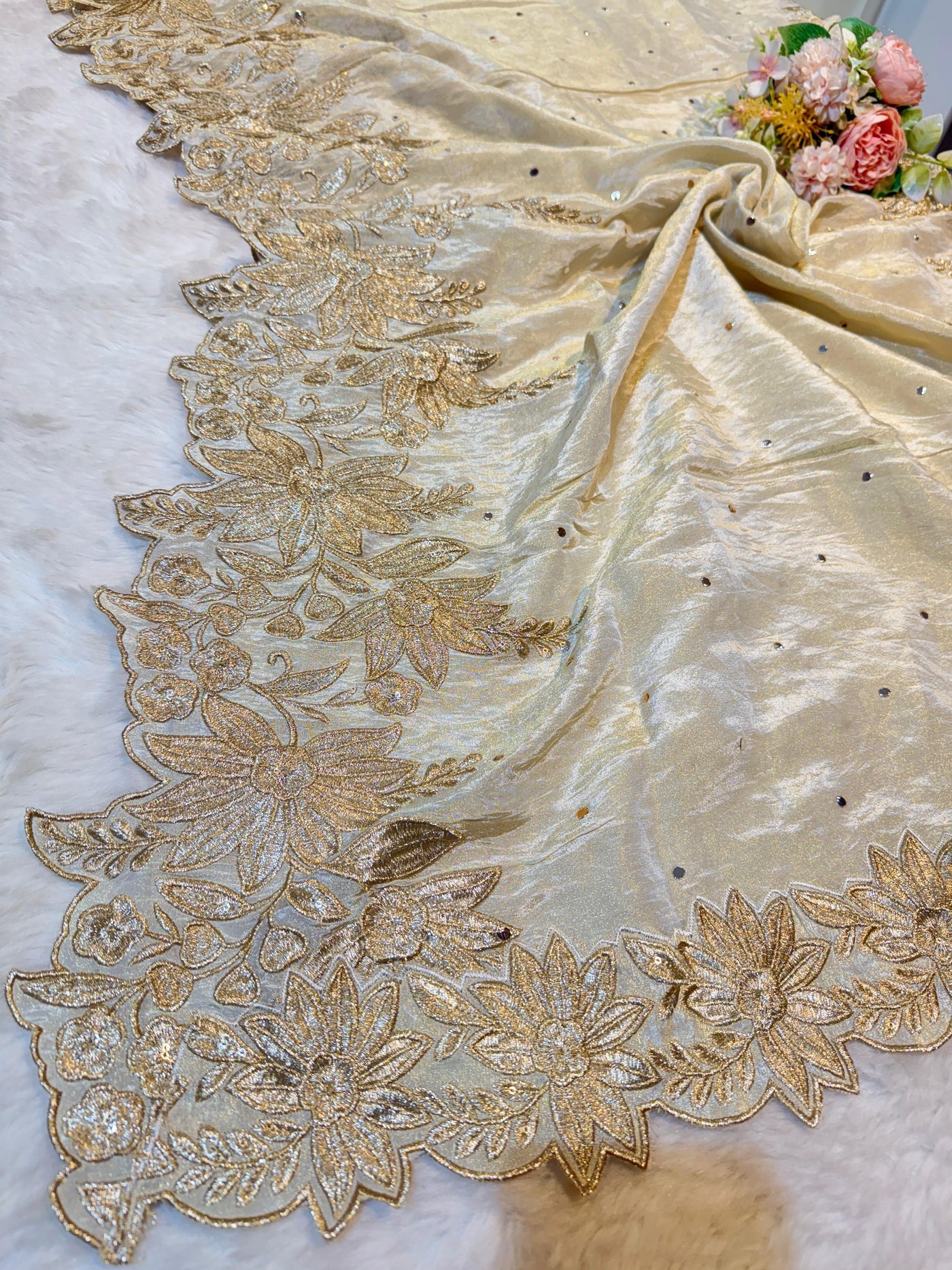Pure Zari Tissue Booti Dupatta Dyeable 2.50 meter length