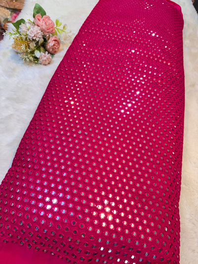 Pure Viscose Georgette Mirrror Embroidery 44 inch width
