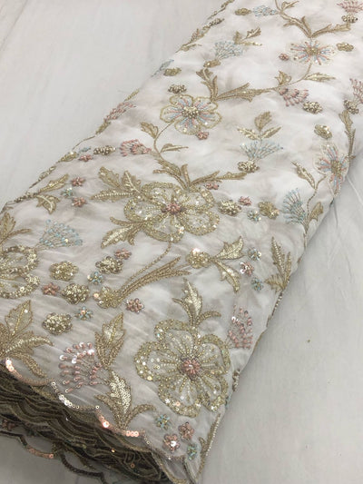 Pure Vicsose Georgette Combination Embroidery Dyeable Shirt / Bottom / Dupatta Per meter wise