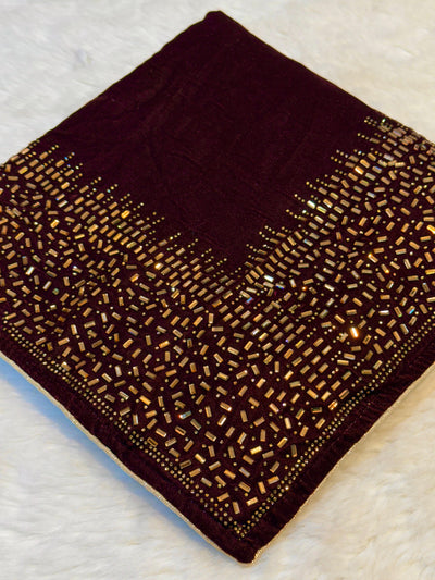 Maroon Velvet stoles With Stone Work 2.10 meter length 37 inch width