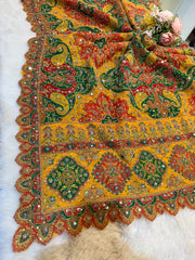 Pure Chinon Leher Handwork  Dupatta With real mirror work 2.50 meter length