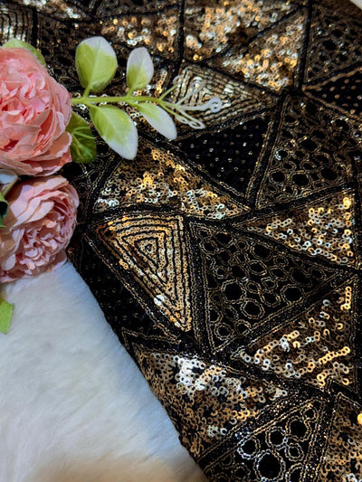 Georgette Thread And Sequins Embroidery Prism Pattern 44 Inch width