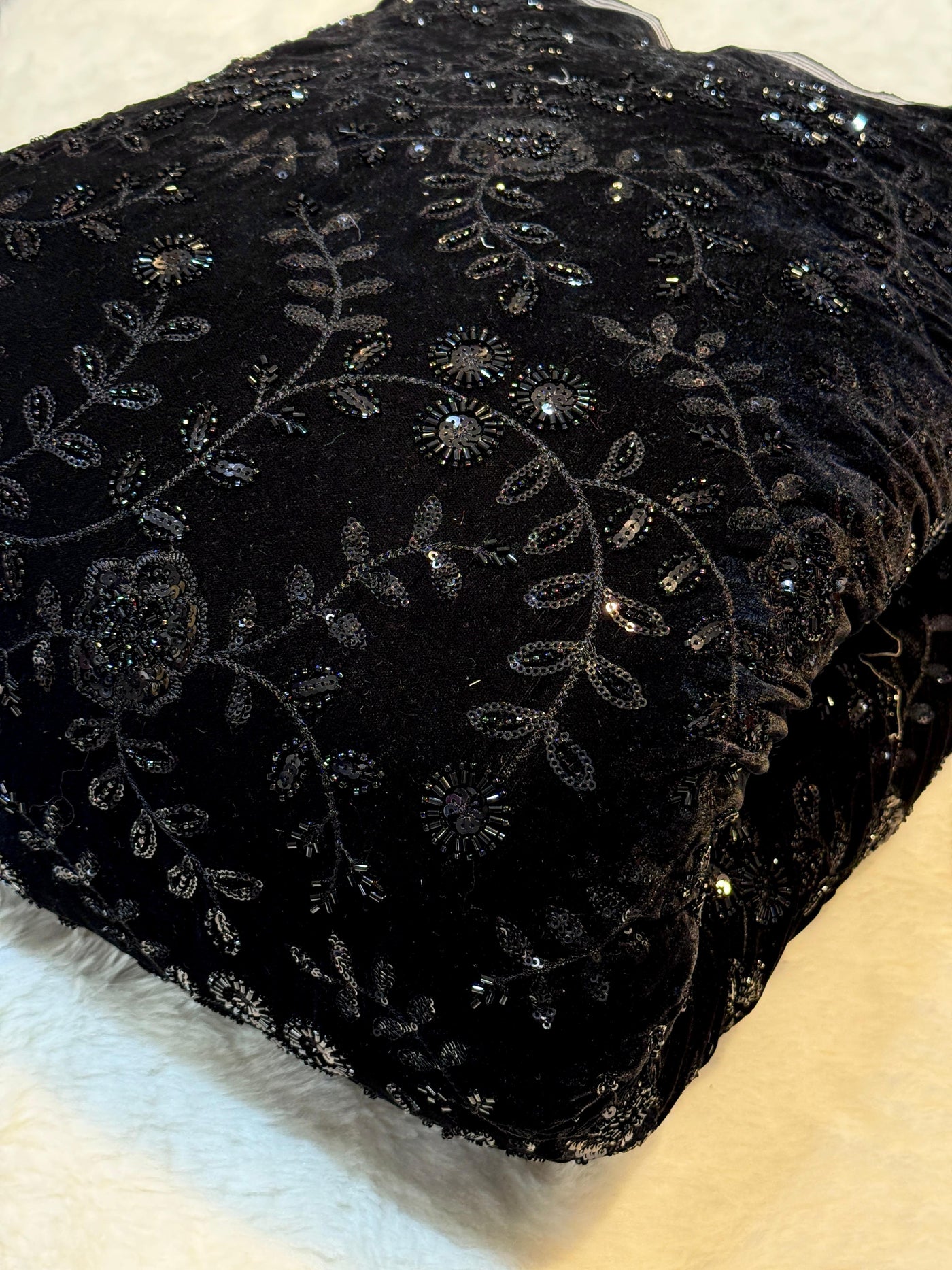 Velvet Net Cutdana and Sequins with Threadwork Embroidery 44 Inch Width