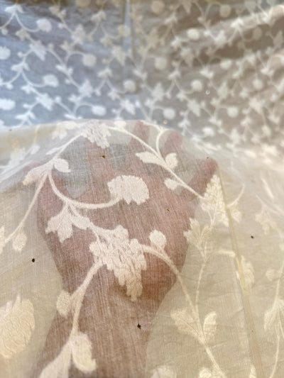 Pure Chanderi Brasso with Original Mokesh work 44 inch width Dyeable