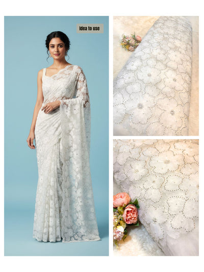 Liza Handwork Net with Appliqué Work 54 inch width Non Dyeable