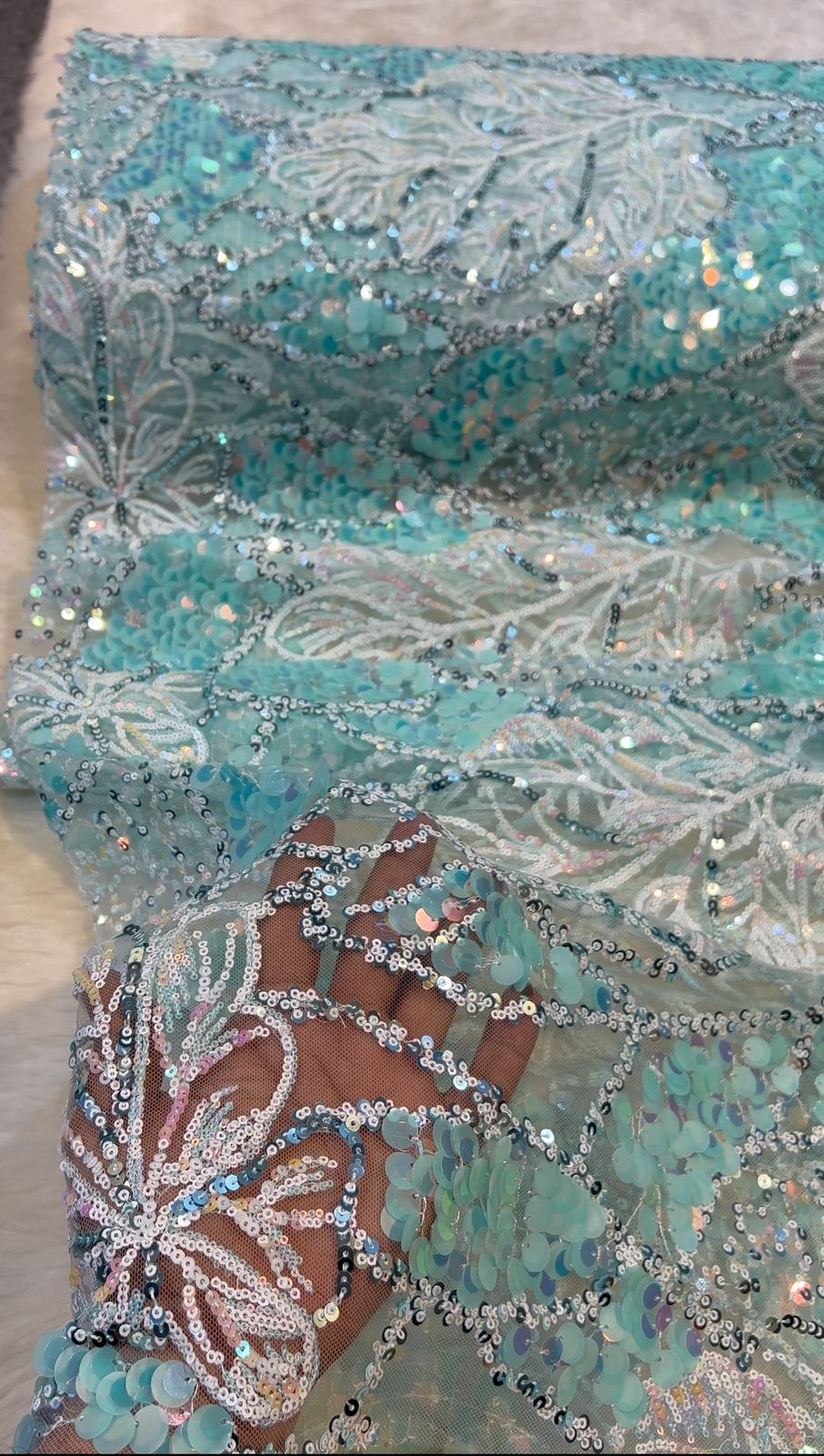 Achal Imported  Net  Embroidery With Sequins Embellishments