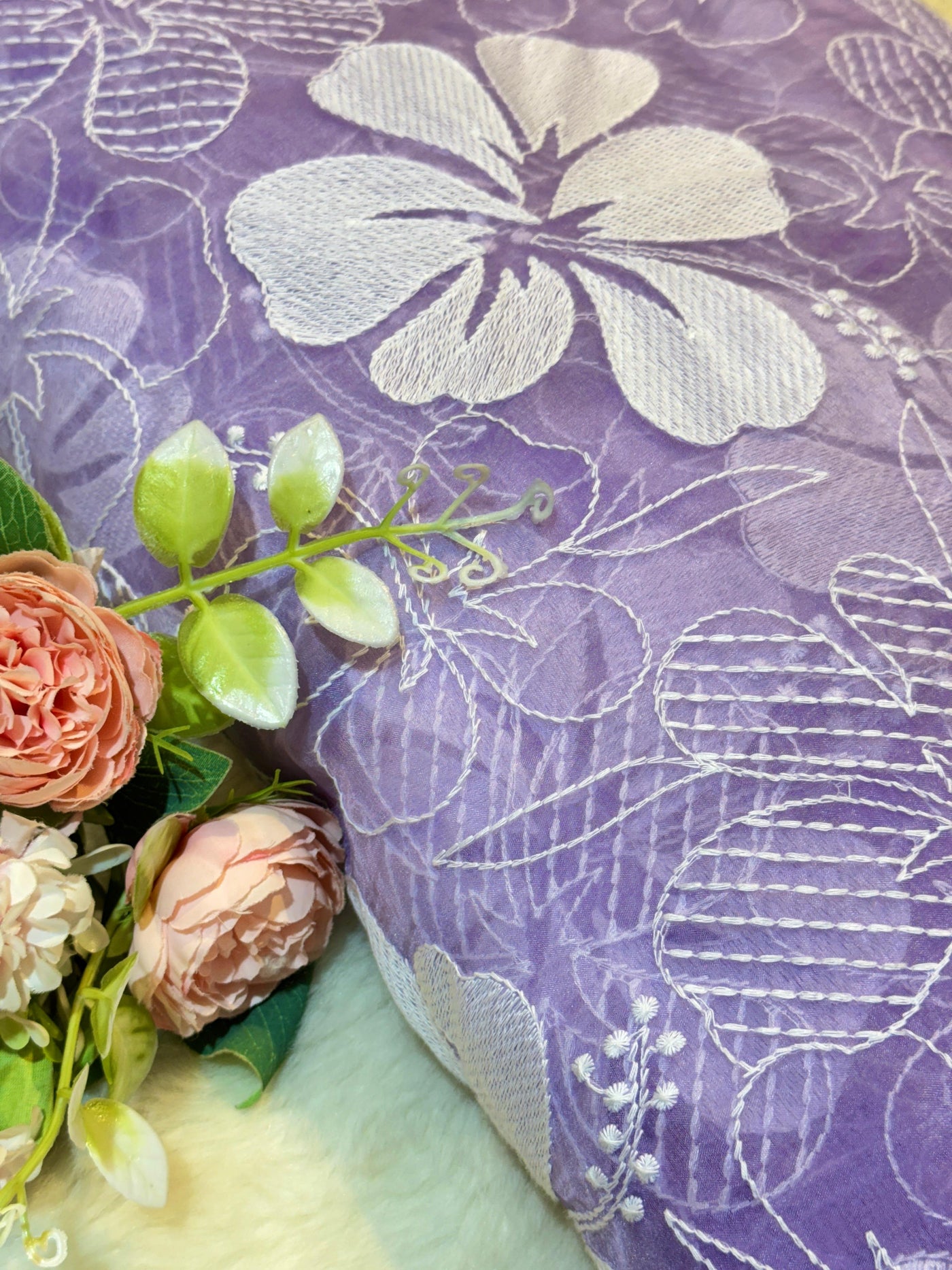 Aina Floral Organza Chikankari Embroidery 44 Inch Width