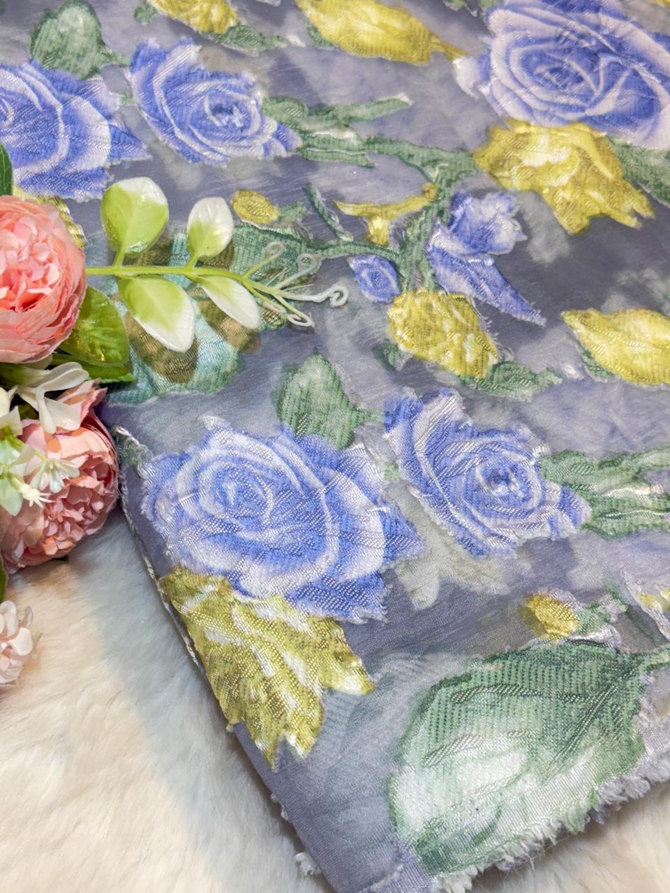 Rose Imported Organza Jacquard  54 Inch  width