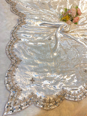 TaJ Pure Velvet Real Mirror Handwork Dupatta With Scalloped Borders Four side 2.40 meter Length
