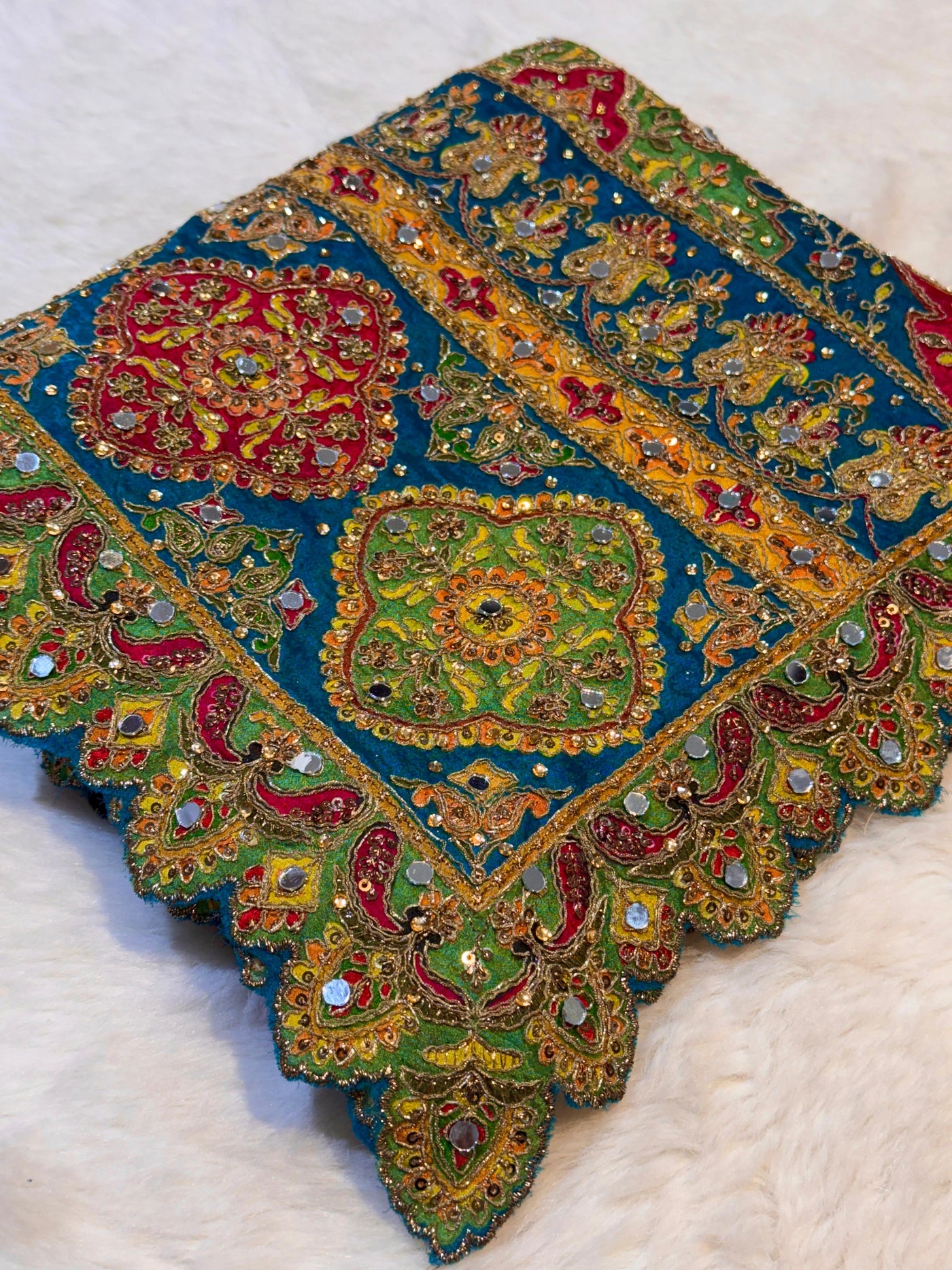 Pure Chinon Leher Handwork  Dupatta With real mirror work 2.50 meter length