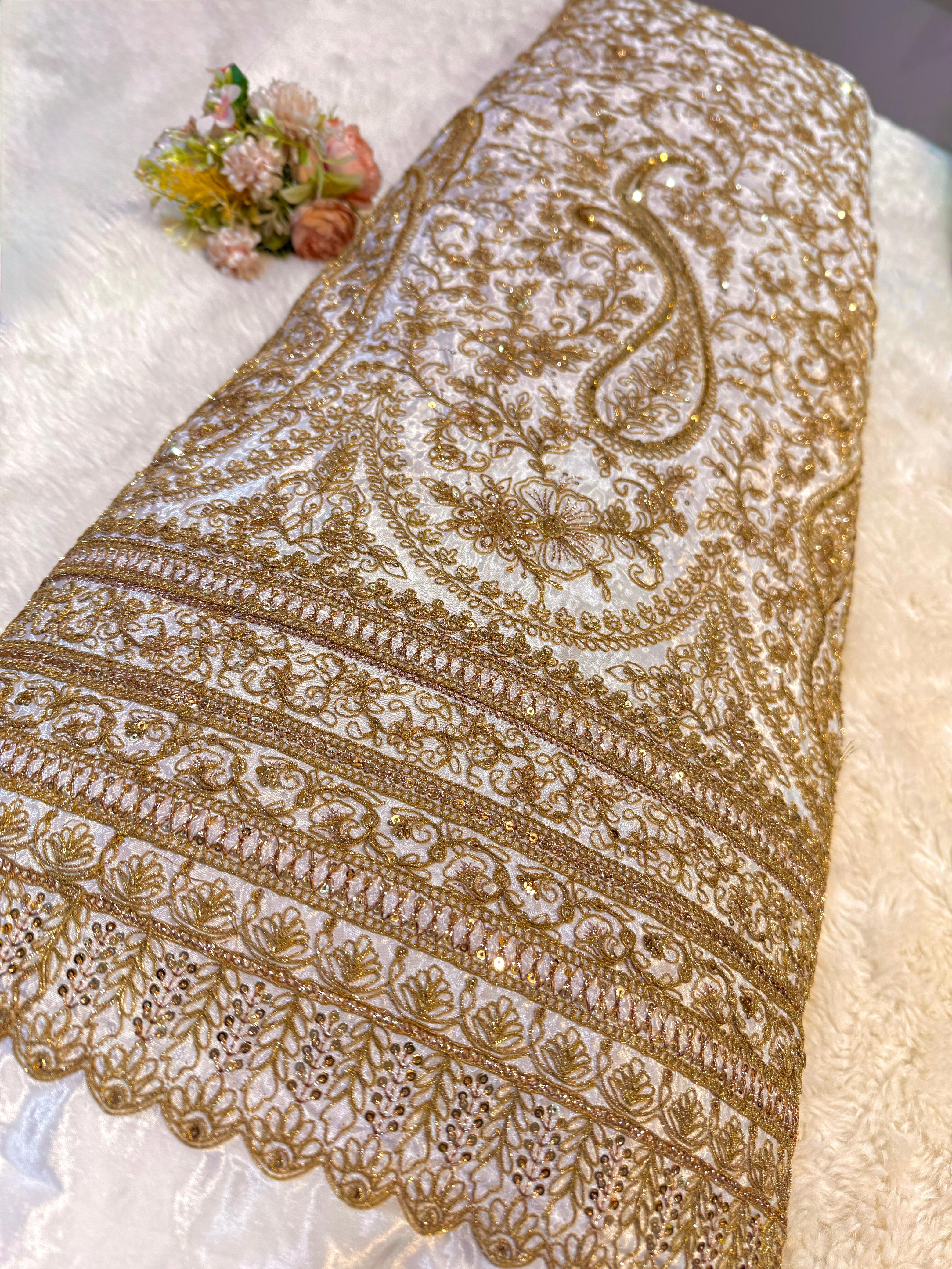 Sana Pure Crape Embroidery Paisley Design 48 inch width – Fabric Forever